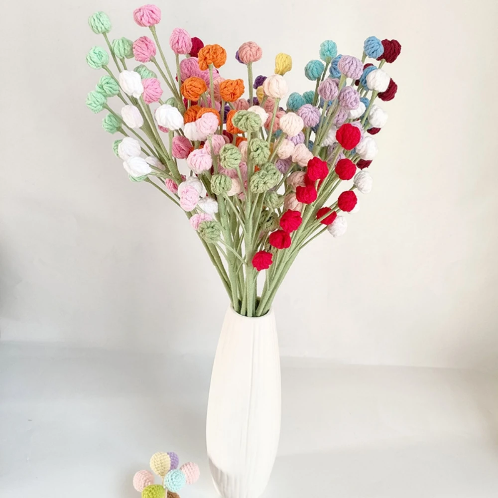 

Knitted Artificial Plant 5 Branches Versatile Small Fruit Bouquets Colorful flowers, handmade eternal flower bouquets fake fl
