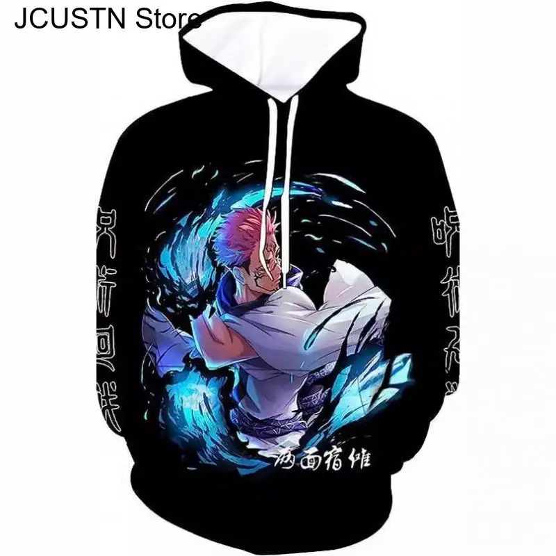 Anime Jujutsu Kaisen Ryomen Sukuna Printed Hooded Men Women Hoodies Plus Size Pullover Harajuku Autumn Winter Warm Sweatshirt