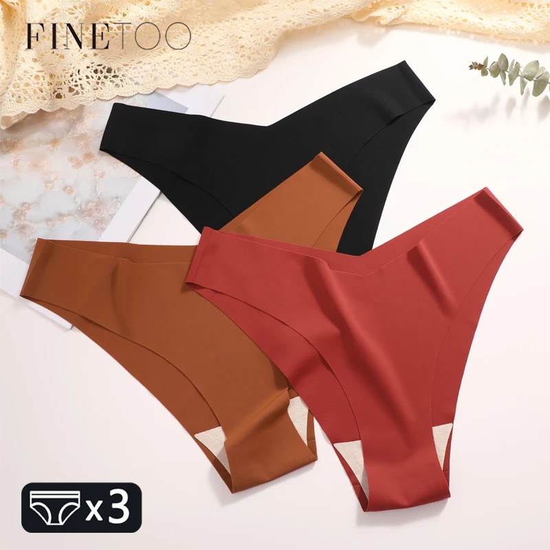 

FINETOO 3Pcs Ультратонкий Бесшовные V Форма Нижнее Белье Для Женщин Сексуальные Шелковые Трусики Бикини Женщины Низкая Талия Высокая Эластичность Белье