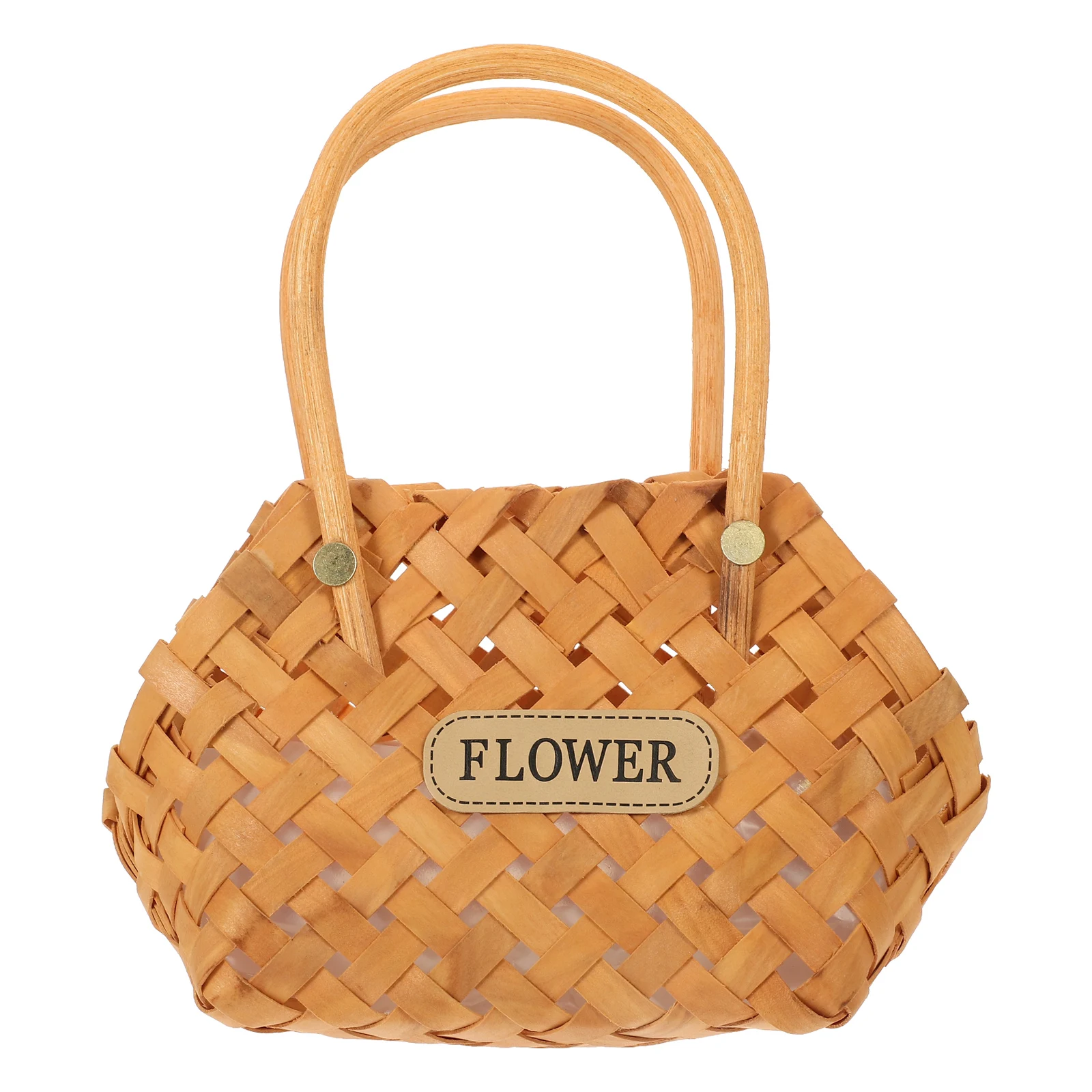 

Artificial Flower Basket Handmade Wooden Container Honey Color Storage Baskets for Organizing Flowers Portable Decorative Woven