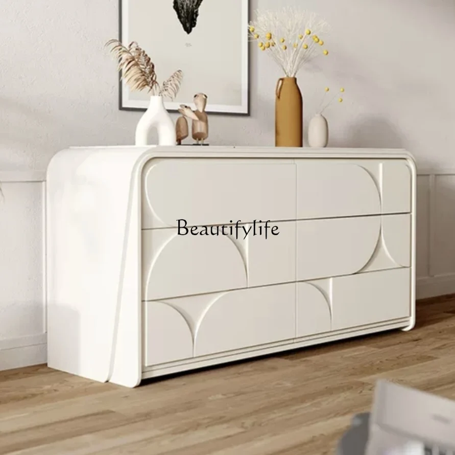 Light Luxury Cream Style Six Buckets Entrance Cabinet Solid Wood Bedroom Storage Simple Modern Curio Cabinet