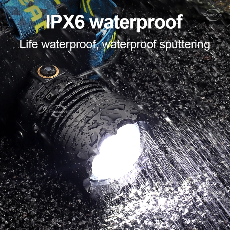 High Power LED Headlamp Dimmable Rechargeable Head Light Outdoor Fishing Lantern Super Bright Long Range 5000M Head Flashlight