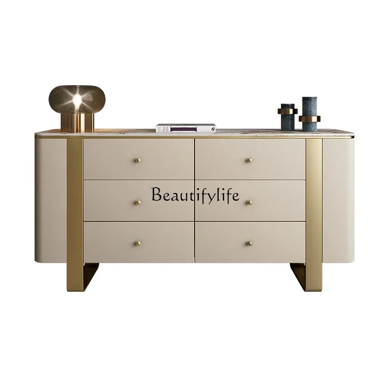 35FG26-*Italian light luxury rock slab bucket cabinet, secret cabinet, high foot, simple and modern
