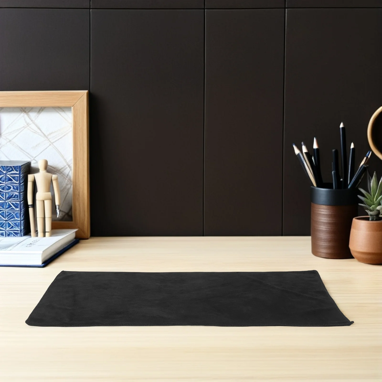 Table Cover Protector 23.6x12 Inch Black Rectangle Dressing Table Cover for Makeup Station Dining Room Desk Pad Protective Mat