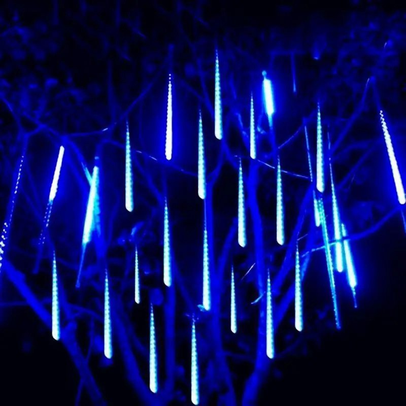 Imagem -05 - Solar Meteor Shower Rain String Lights Impermeável Gelo Neve Gota de Chuva em Cascata Jardim Festa de Casamento Natal 30 cm 50cm