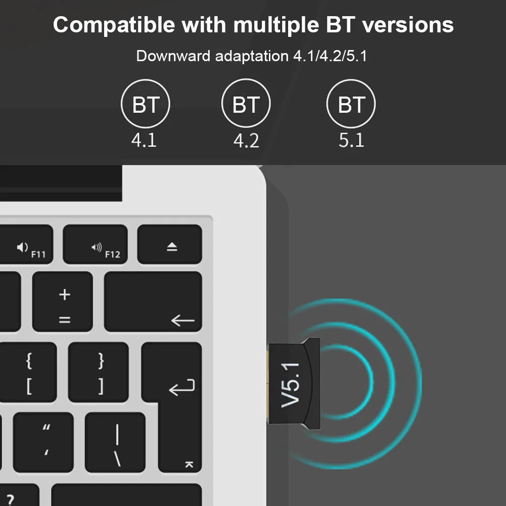 Bluetooth 5.1 USB Adapter Wireless Bluetooth Compatible Dongle for PC Laptop Desktop Support Windows System with 20M Range