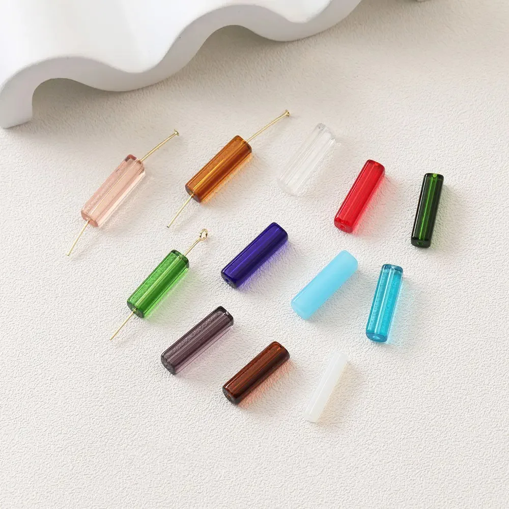 17pcs Rectangular Glass Beads for Jewelry Making Necklace Pendant Diy Earrings Supplies Bracelet Hand Made Accessories