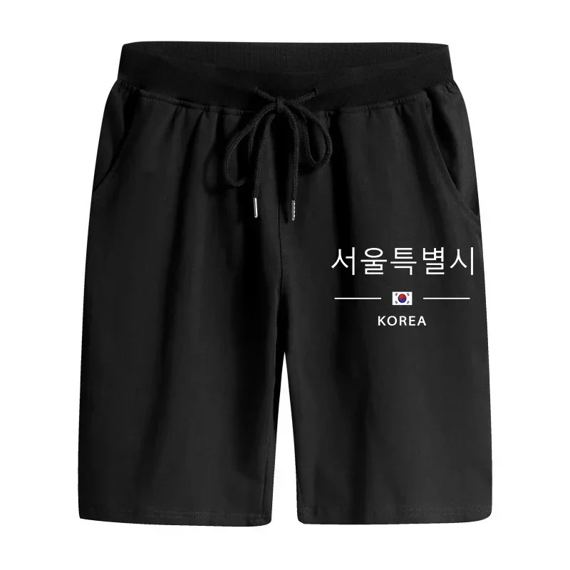 

2025 New Arrival Men's Casual Bermuda Shorts Seoul Kerean Printed Knee Length Pants Summer Home Outdoor Cool Soft Walking Shorts