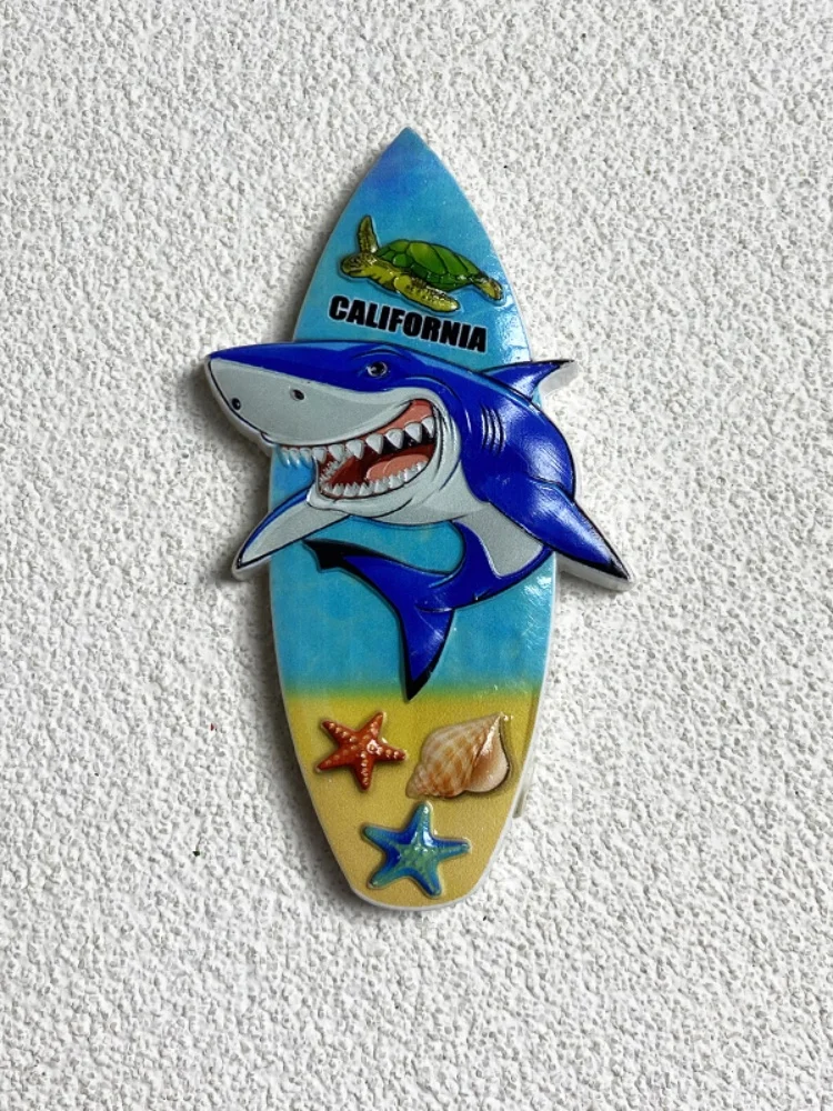 California Souvenirs Home decor Creative Shark surfboard 3D Refrigerator Magnets Collection Arts and crafts gifts