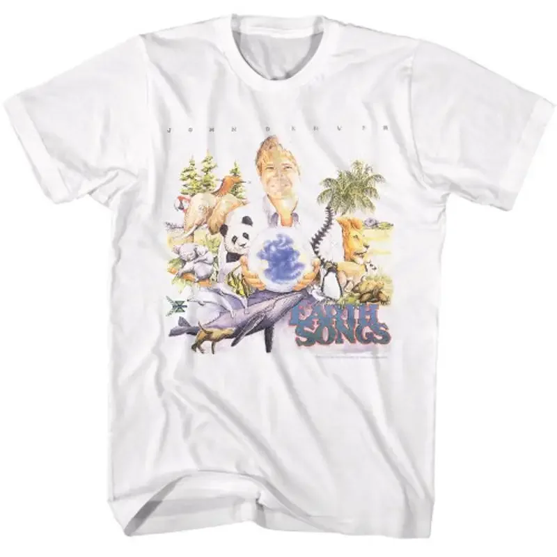 John Denver Earth Songs Album Cover White T Shirt