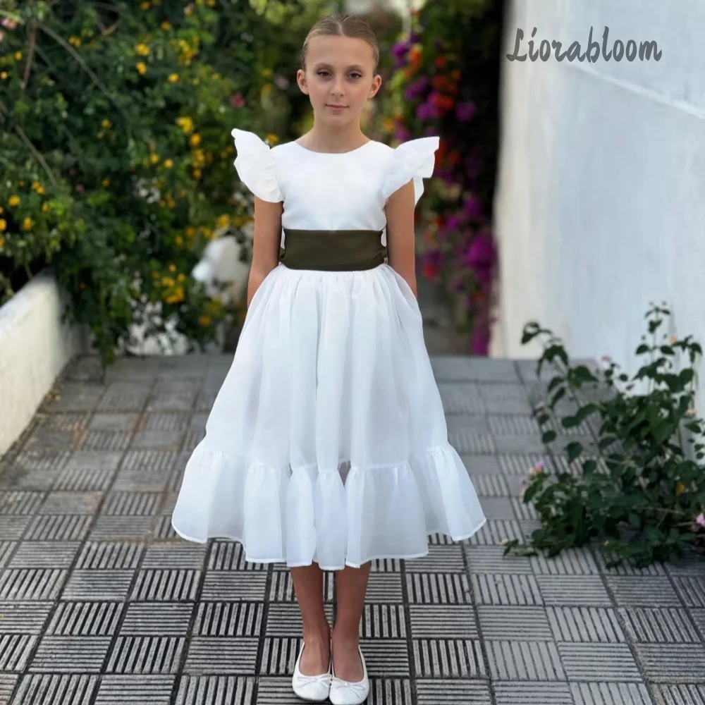 Girls' White Designer Wedding Gown Formal Wedding Attire Fresh Elegant Flower Girl Dress Layered Party Evening Gown
