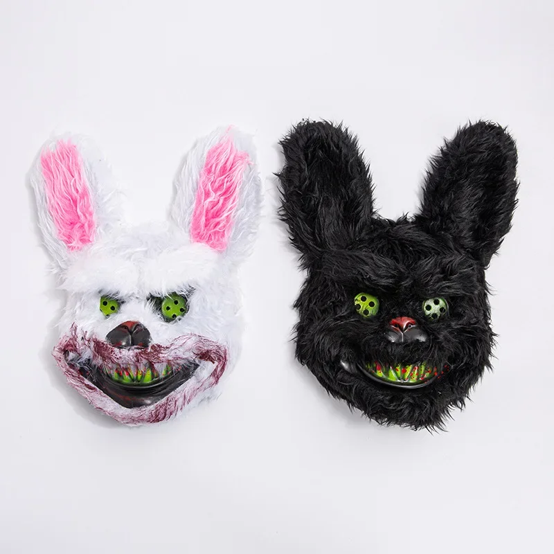 

Halloween Party Cosplay Plush Bloody Terrifying Rabbit Mask Fashion Full Face Props Animal Headwear for Women Hair Accessories