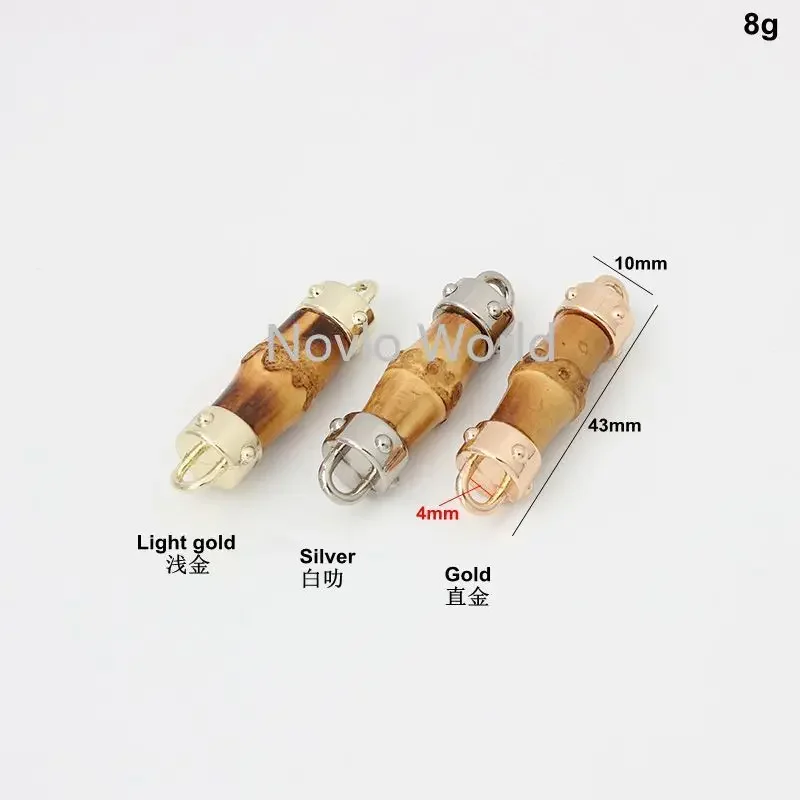 5-20-100 pieces 2 styles Real bamboo in metal decorative pendant charm for quilting bag purse bamboo chain connector parts