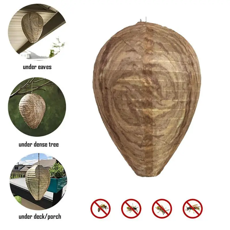 1pc Wasp Nest Decoy Fake Wasp Nest Non-Toxic Waterproof Wasp Deterrents and Repellent for Garden Wasps Hornets Hanging Wasp Trap