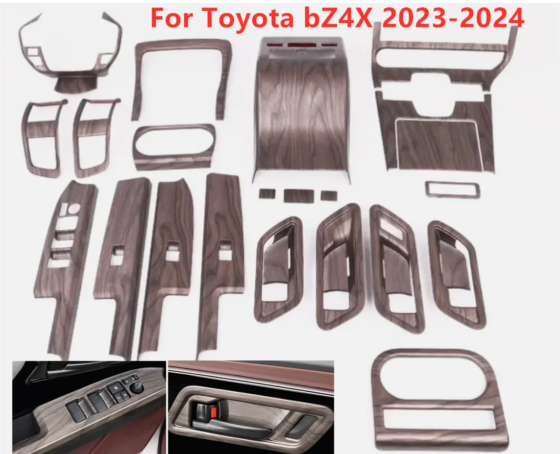 22X Peach Wood Grain Full Interior Trim Cover Decor for Toyota bZ4X 2023-2024