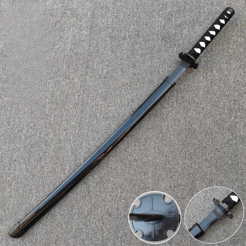 Espadas medievais de madeira katana, 100cm/33,37 polegadas, cosplay, modelo de anime, adereços com bainha, exibição de treinamento, brinquedos ao ar livre, presente colecionável