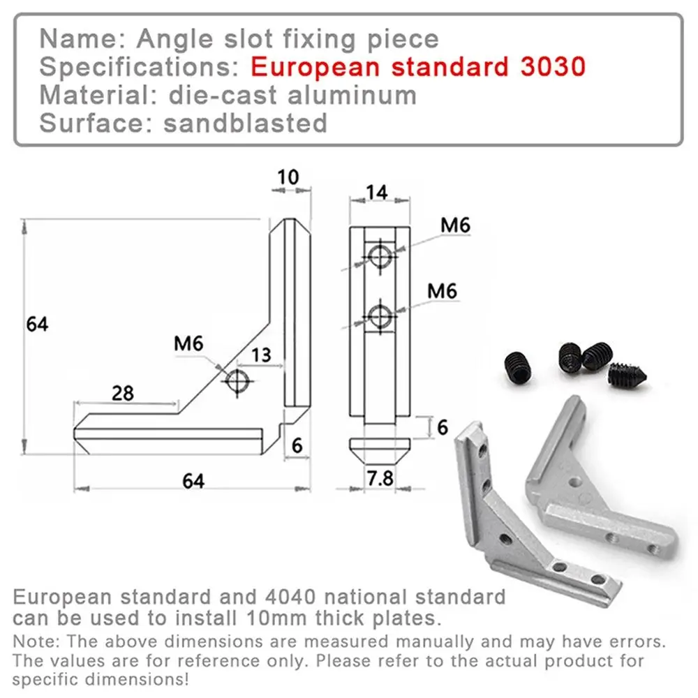 1/4Pcs 2020 3030 4040 Angle Slot Connector Die Cast Aluminum Sandblasting Surface Aluminum Profile Connector Corner Groove