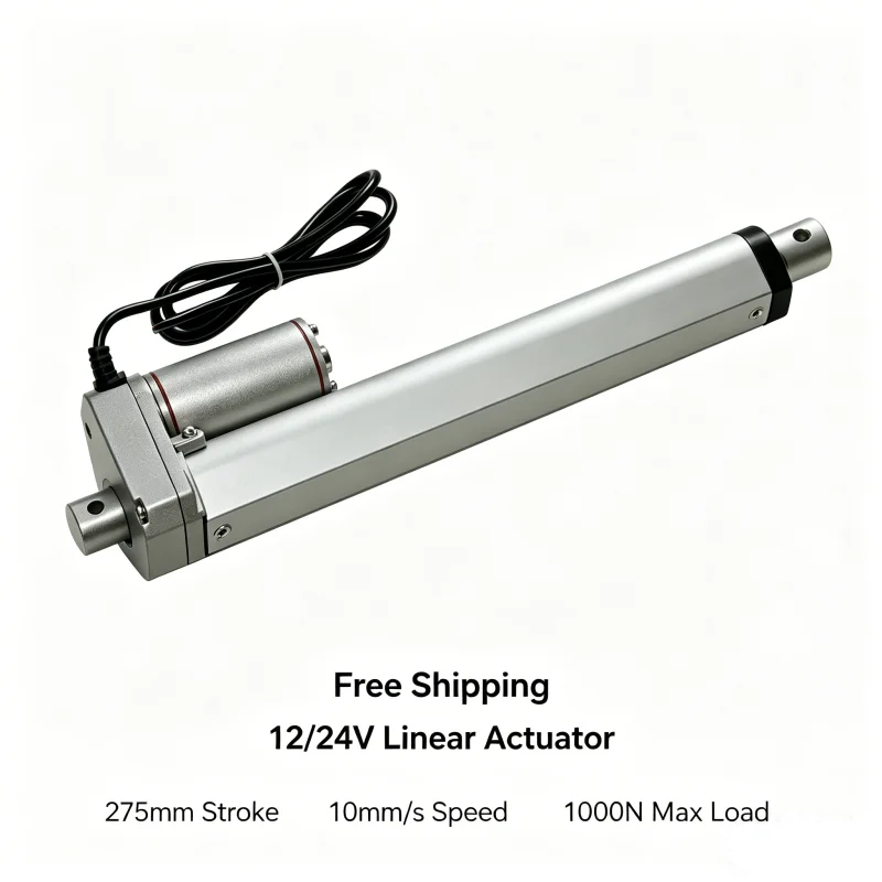 

12V Linear Actuator 275mm Stroke 10mm/s Speed 1000N Max Load Free Shipping for Industrial Use