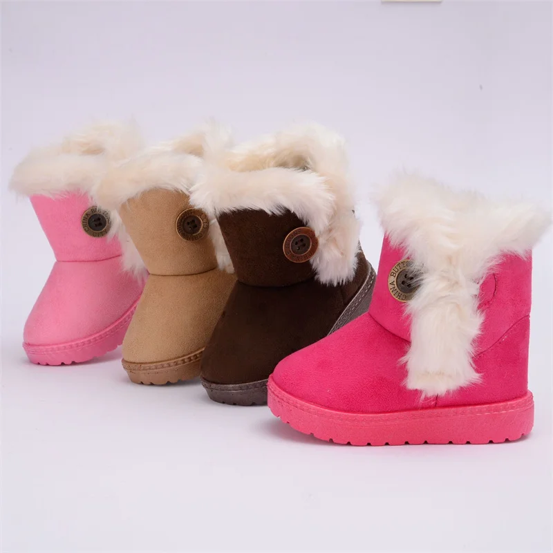 Baby Thick Plush Boots Fashion Boys Girls Snow Boots Winter Warm Plus Velvet Short Boots Kids Shoes New Soft Bottom Sports Boots