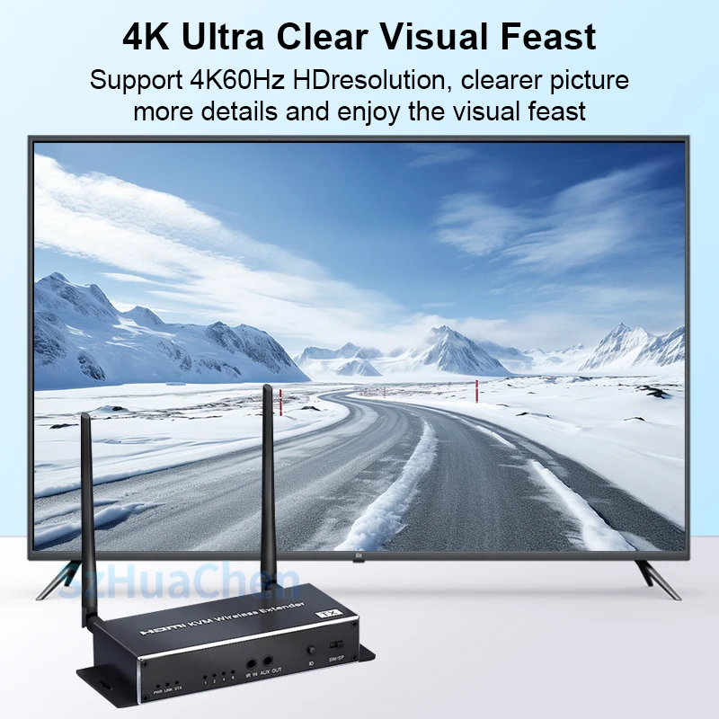 200M 4K Wireless HDMI Video Transmitter Receiver 5G HDMI KVM Extender 1 To 4 Splitter Meeting Mirror Display Adapter