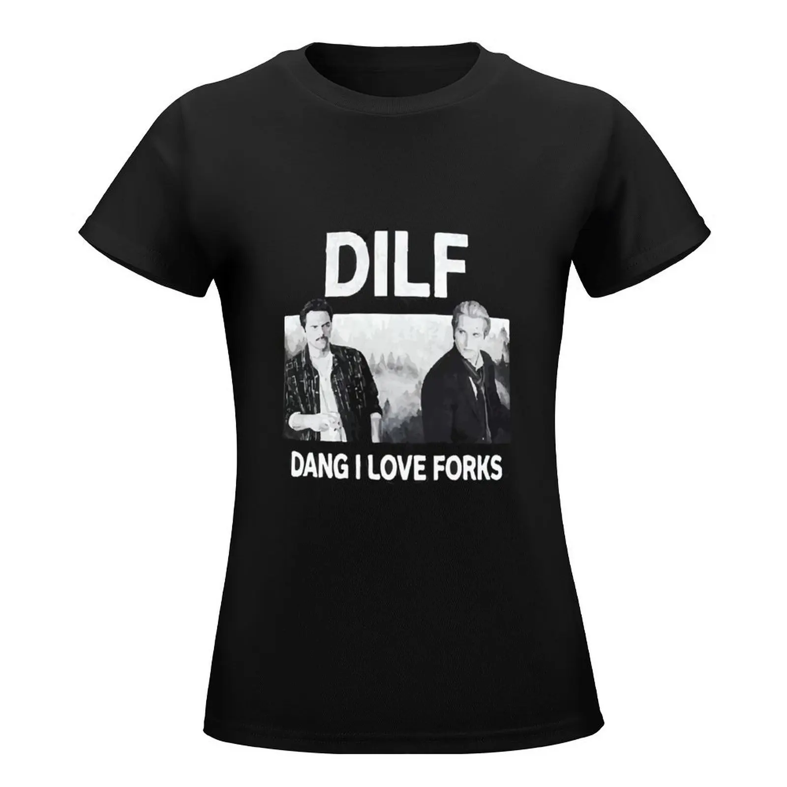 dilf dang i love forks vintage T-Shirt Short sleeve tee hippie clothes Aesthetic clothing t-shirts for Women pack