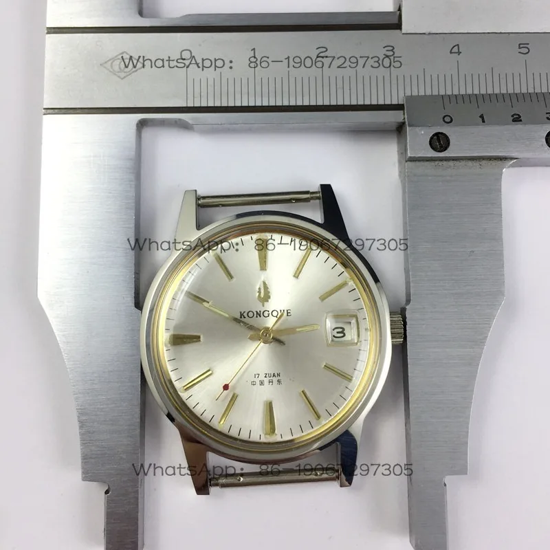 Original Stock, Peacock Brand White Steel Strip Order Calendar Manual Mechanical Watch, A Free Strap with A Diameter of 36mm