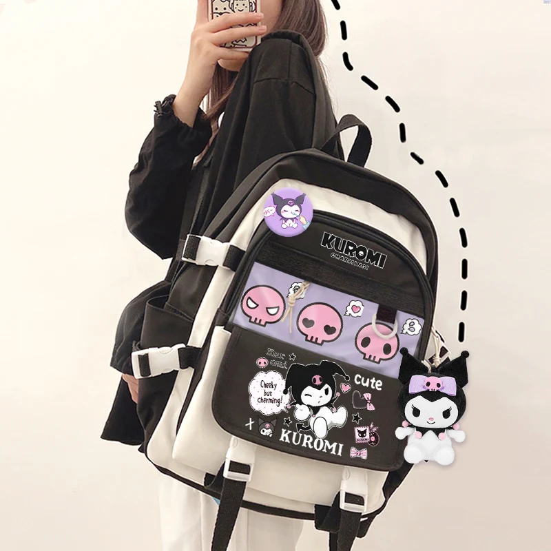 

2025 New Sanrio Croomy Student Backpack for Children Girls Ages 8-12, Teens, and High School Students Fashion School