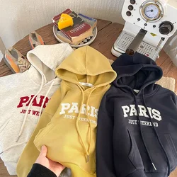Spring Autumn Korean Style Embroidery Letter Hooded Baby Hoodies Cotton Casual Pocket Pullover Infant Sweatshirt Unisex Kids