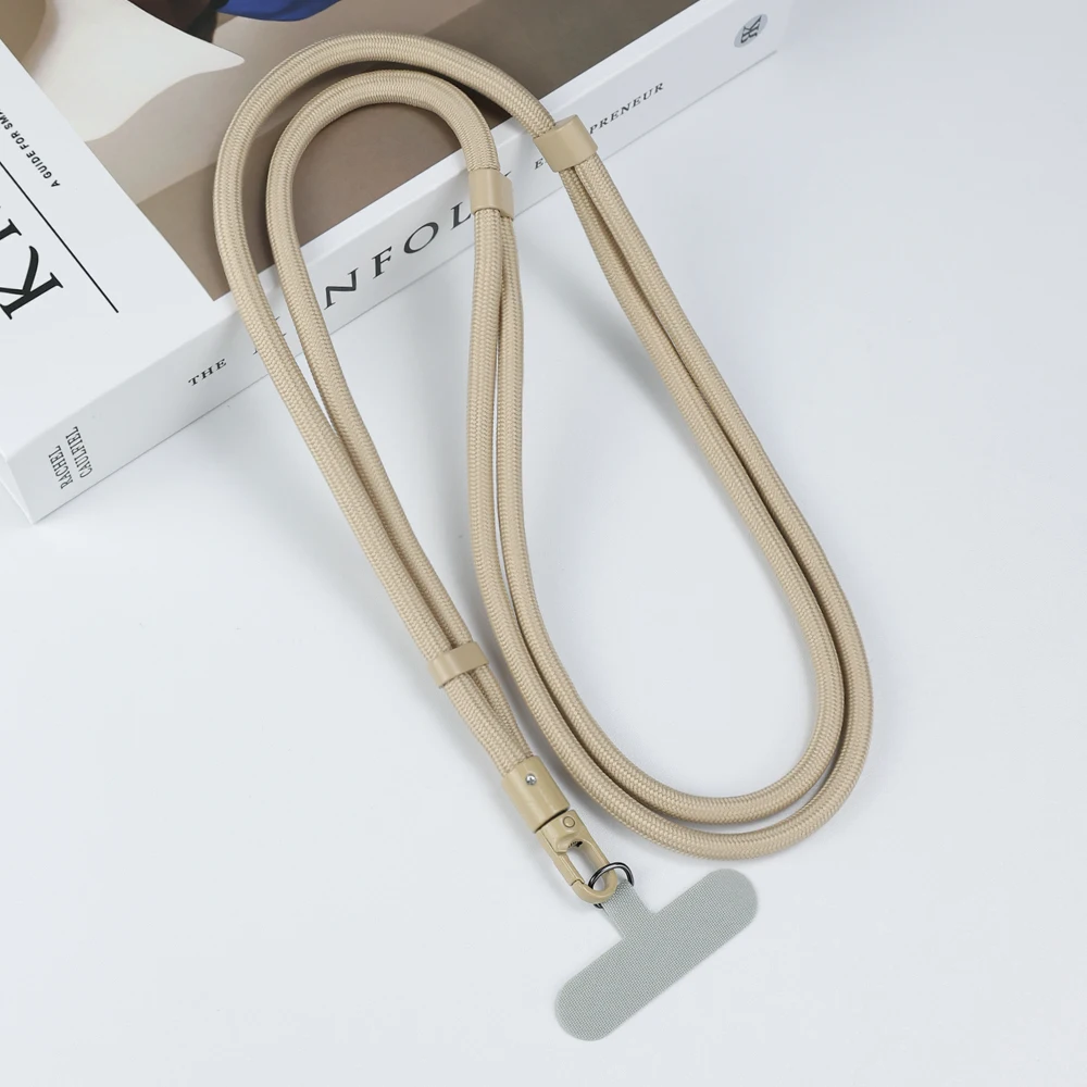 Verstelbare zelfsluitende anti-verlieskoord voor mobiele telefoons met weefkaart, korte polsband en lange nekband, compatibel met