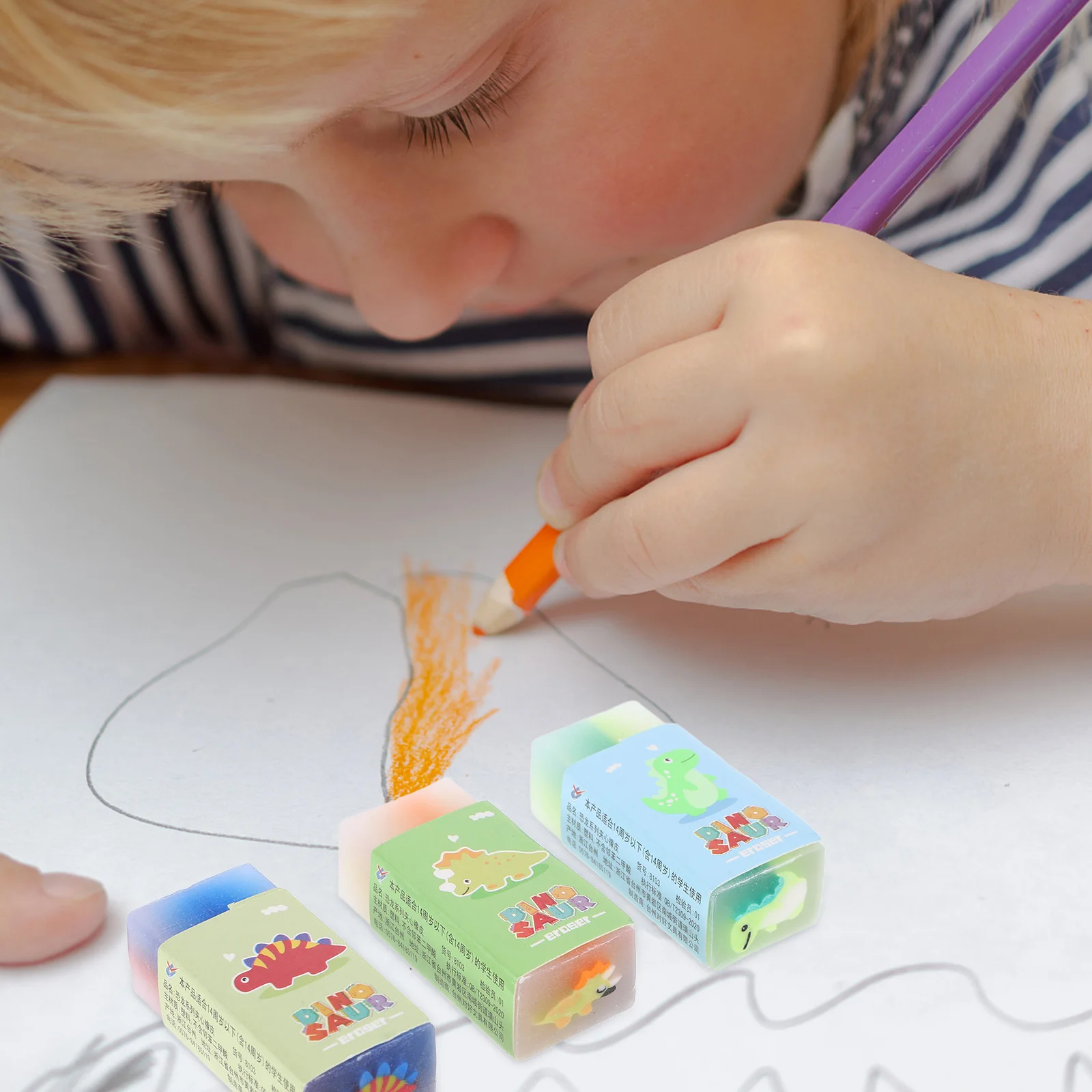 Gomme à crayon 4B dessin animé dinosaures pour enfants, fournitures scolaires et de bureau, cadeau de prix, cadeau de fête, 12 pièces