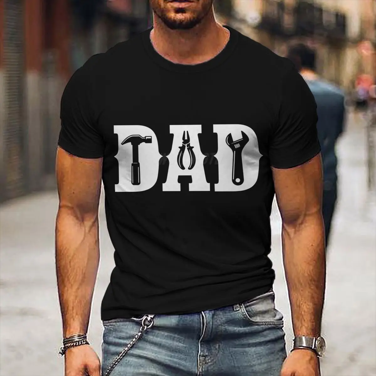 

Dad Tools Hammer Pliers Wrench Mechanic Tshirt Father's Day Fun Daddy T-Shirt Men Round Neck Short Sleeve Tees Male Tshirt Gift