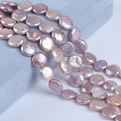 18cm short strands 13-14mm purple coin shape baroque cultured freshwater pearl string wholesale for jewelry making