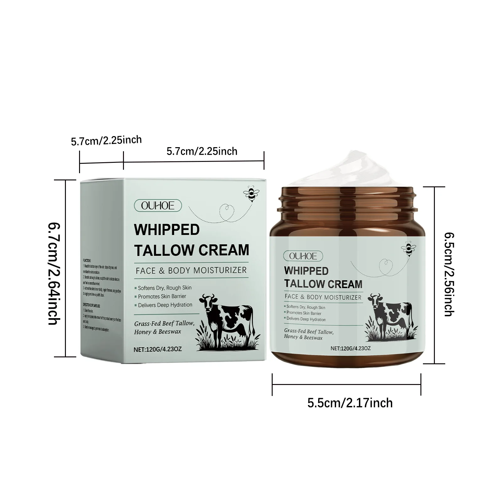 Tallow Cream Natural Shrink Pores Firming Lift Gentle Hydration Soft Refreshing Barrier Relieve Dryness Radiant Daily Skin Care