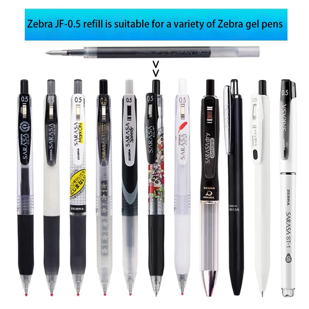 10pcs Japan ZEBRA Gel Pen Refill JF-0.5 Suitable for Quick-drying Press Gel Pen Replacement Core Black Non-smudge Stationery