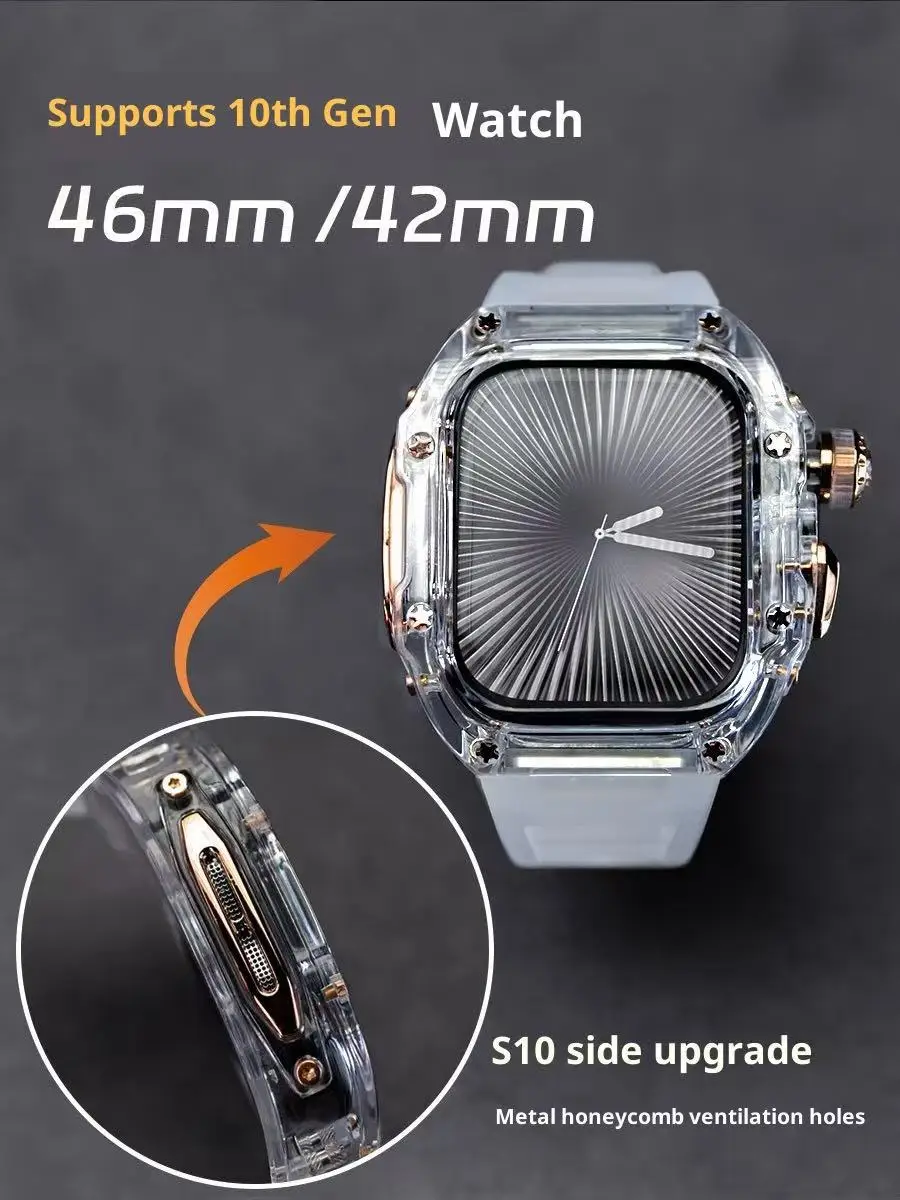 Ultra-Przezroczyste Etui Apple Watch 11 Modificowane na Styl Richard Transparent, Pasujące do Apple Watch Ultra 3, Pasek do Iwatch
