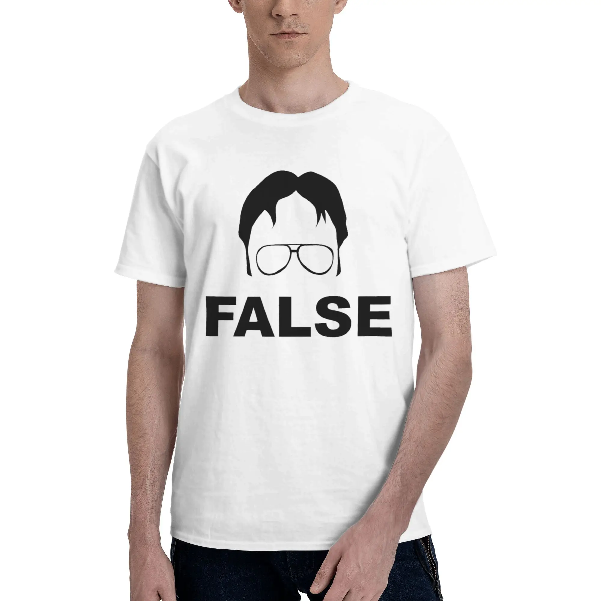 The Office Men's T Shirts Dwight Schrute False Hipster Tees Short Sleeve Crewneck T-Shirts Cotton Plus Size Tops