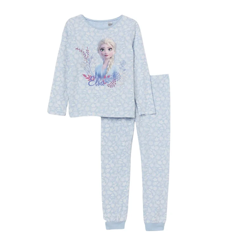 Anime Frozen Elsa Autunno Set di abbigliamento per bambini Snow Queen Indumenti da notte Vestiti Ragazza Manica lunga Pigiama invernale Set Regali