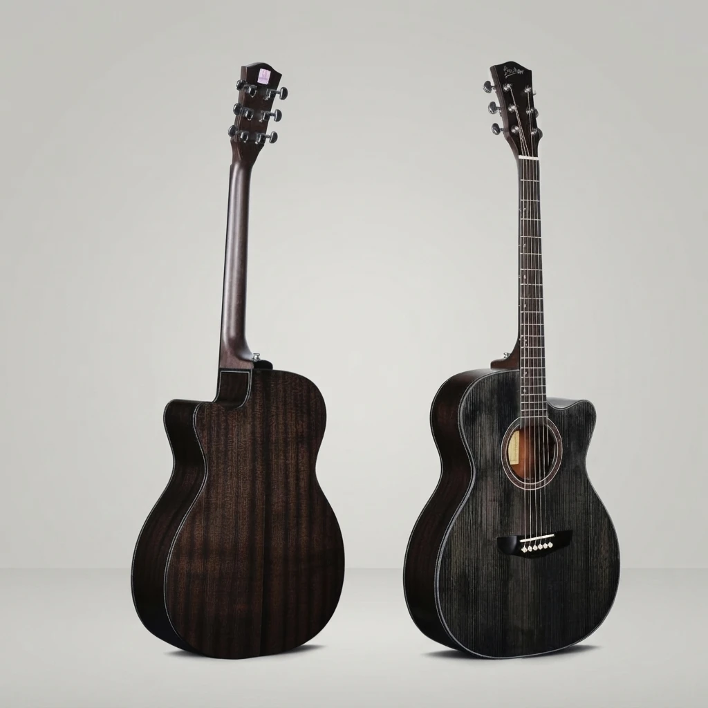 Acoustic Guitar 6 String Cutaway Dark Wood Glossy Finish Chrome Tuners White Bridge Pins Slim Neck High Quality New Hot Sale