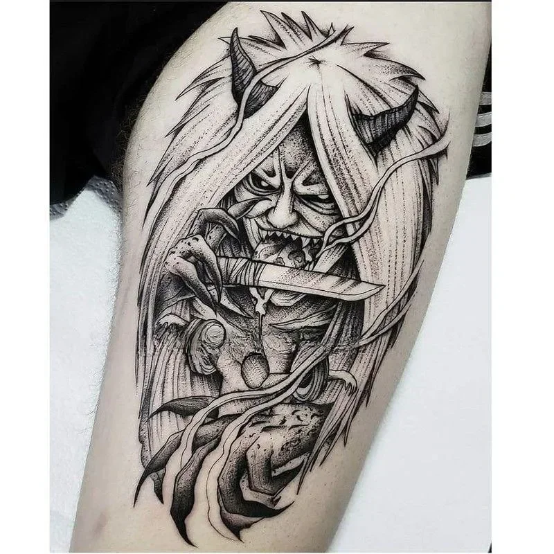 

Anime Temporary Tattoos for Women Men Demon Scary Waterproof Fake Tattoo Stickers Banshee Seal Do Black Body Art Transfer Tattoo