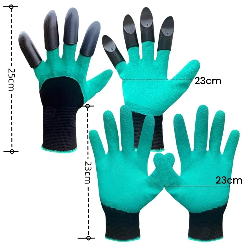 2PCSpair Garden Gloves with Claws - Perfect for Digging, Planting, Weeding, Seeding - Protects Nails and Fingers Essential Ga