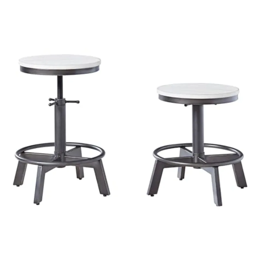 

Torjin Industrial Adjustable Height Counter Barstool 2 Count White and Black
