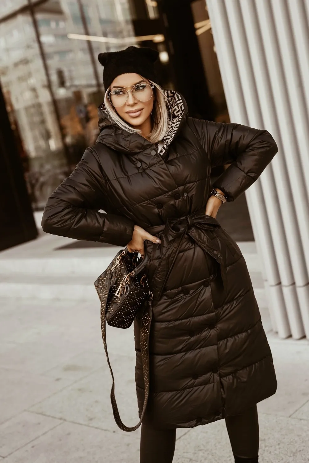 Veste longue en coton à capuche imprimée pour femmes, européenne et américaine, automne et hiver