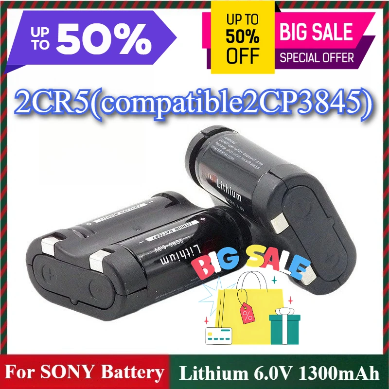 

6V 1300mAh Digital Batteries for SONY 2CR5 2CR-5W 2CP3845 Camera Rechargeable Lithium Battery