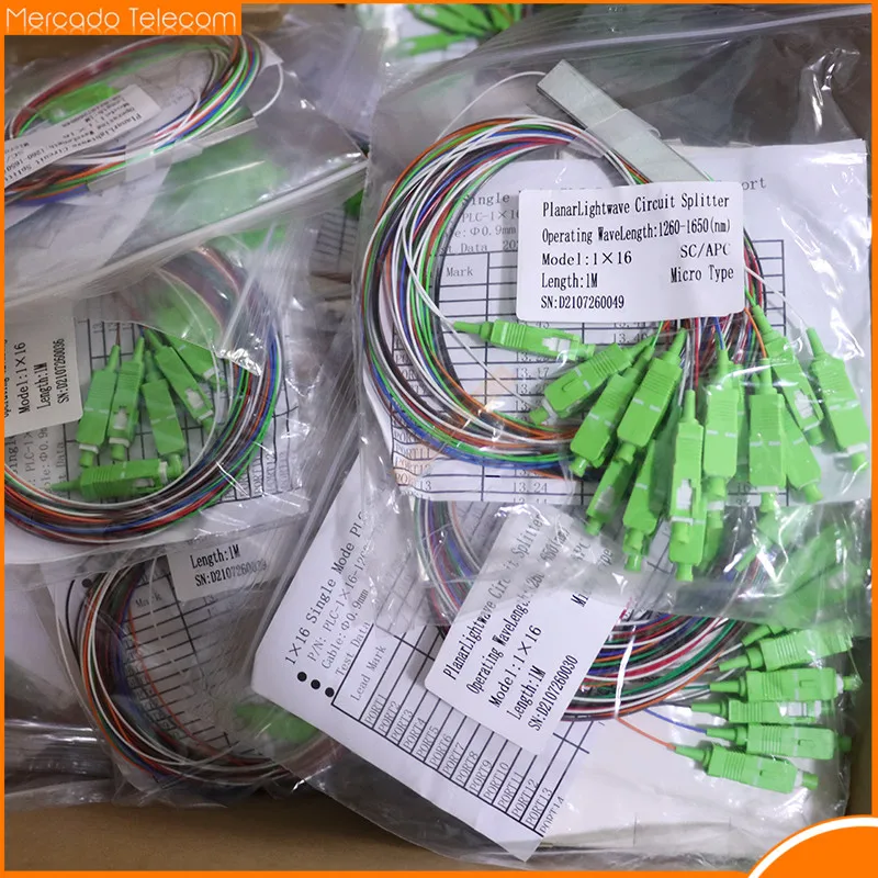 

10pcs/lot SC/APC 1X16 Fiber Splitter PLC SM Single-Mode 0.9mm G657A1 LSZH 1m FTTH Fiber Optic Splitter White/Color High Quality