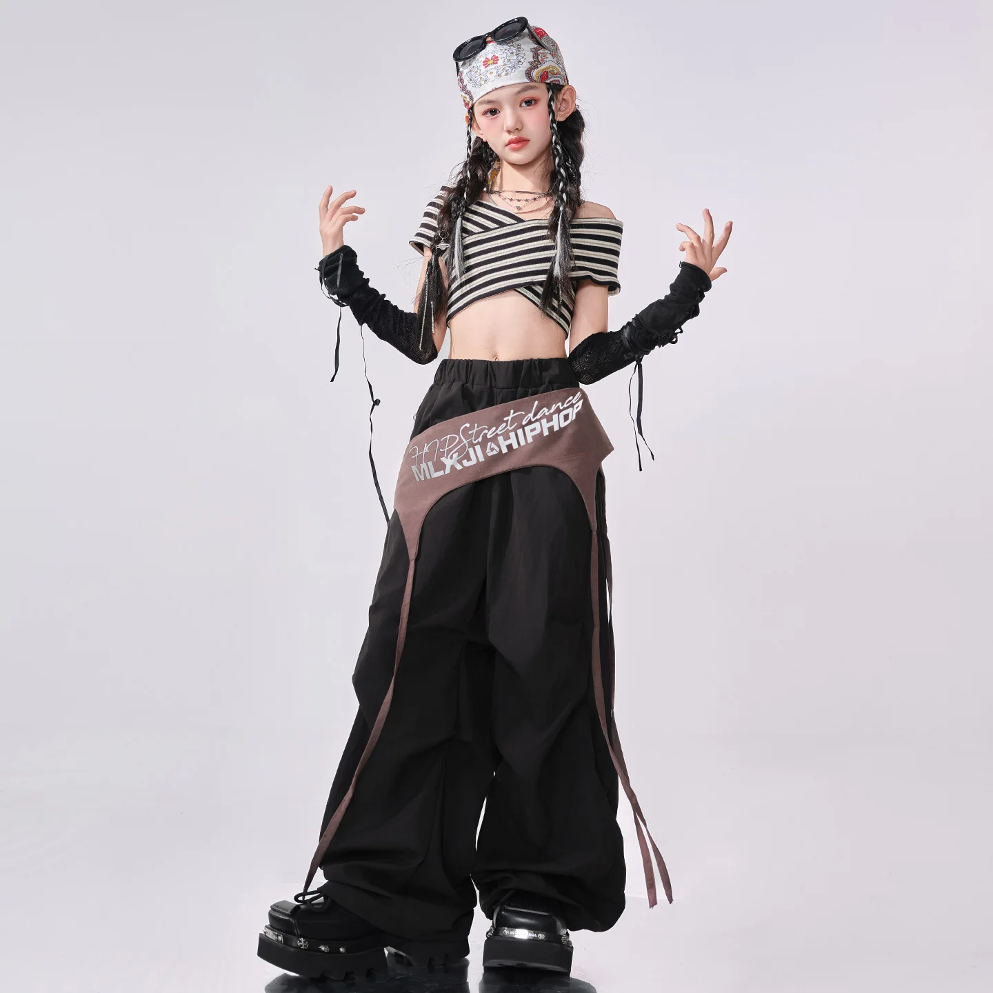 Mädchen Hip Hop Kleidung Goldene Pailletten Crop Tops Cargo Hosen Kind K-pop Streetwear Kind Jazz Mädchen Gruppe Street Dance kleidung Set
