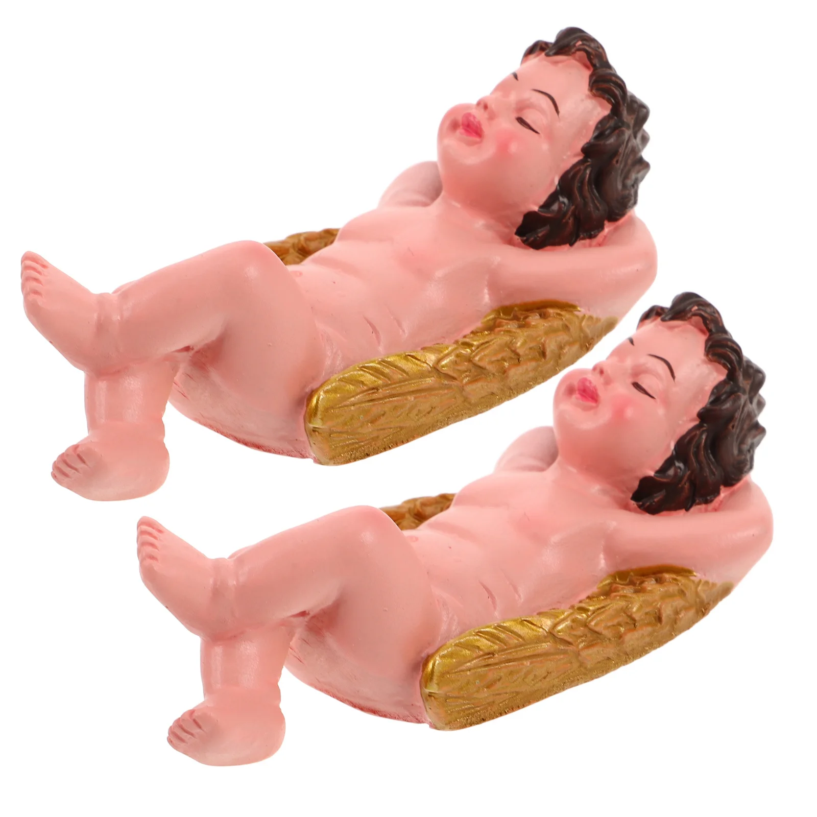 

2Pcs Miniature Cupid Garden Statue Resin Creative Sculpture Outdoor Micro Landscape Ornament Mini Garden Decoration