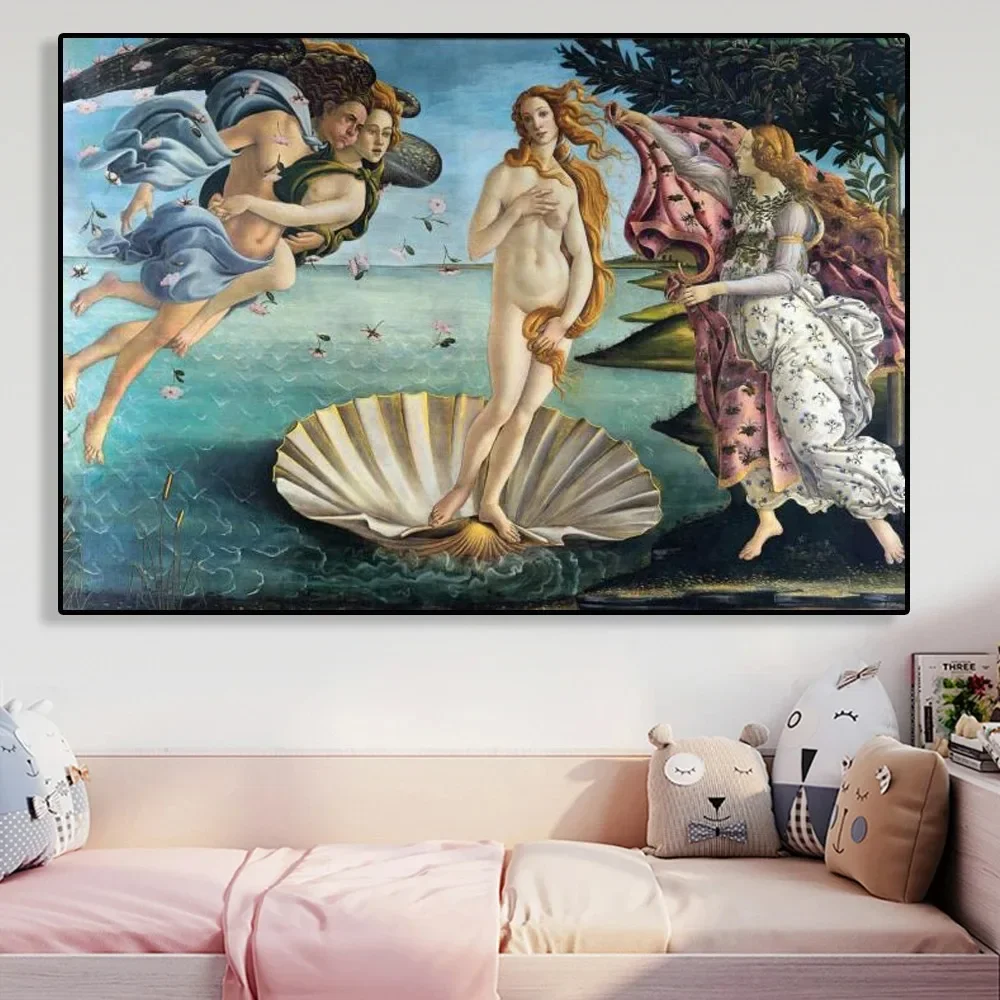 Renaissance-Ölgemälde „Die Geburt der Venus“ Leinwandgemälde Botticelli Reproduktion Kunstdruck Klassisches Wandbild Home Dec