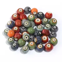 20Pcs 10mm Multicolor Ceramic Dot Beads Large Hole Loose Spacer Round Beads For DIY Exquisite Bracelet Necklace Jewelry Supplies