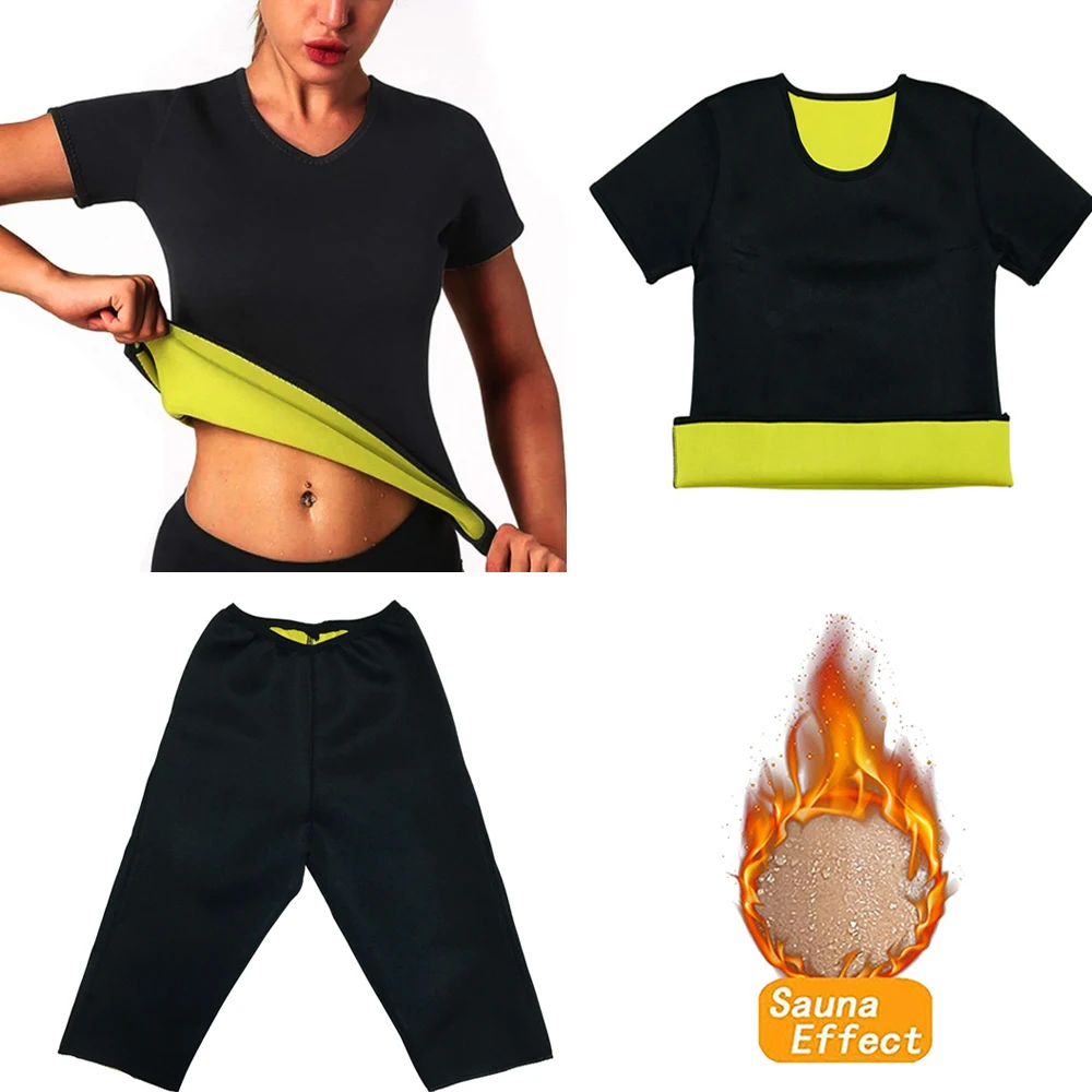 Damen Sauna-Fettverbrennungs-Shirt, Oberschenkel-Trimmer, Fettverbrennungs-Shorts, Leggings, Taillentrainer, Shapewear, Gym Hot Sweat Workout Sportbekleidung