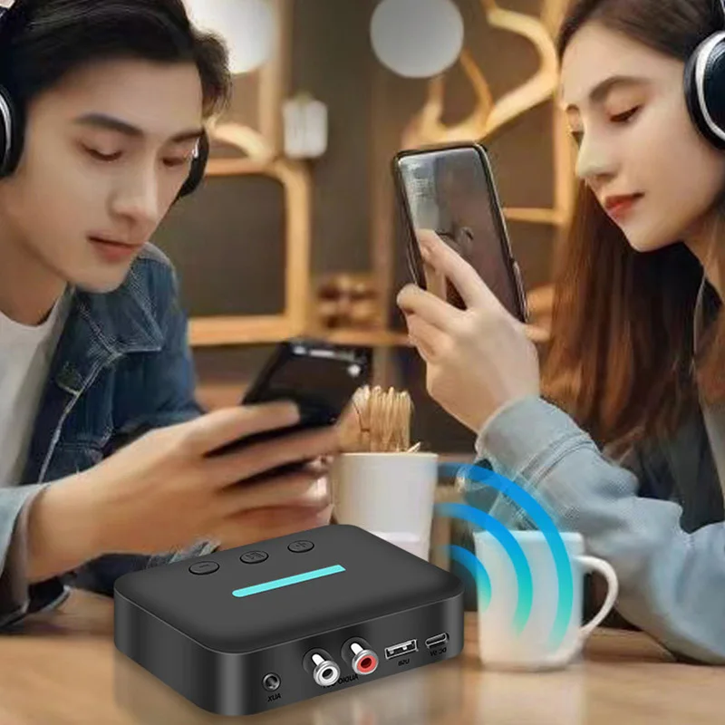 محول استقبال الصوت USB بلوتوث 5.3 موسيقى ستيريو لاسلكية 3.5 مللي متر AUX R/L RCA يدعم تشغيل U-القرص لمكبر الصوت المكتبي أمبير